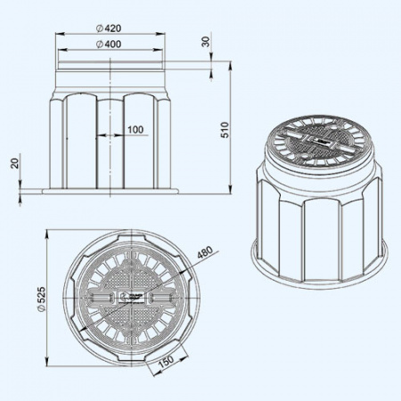 КС-1 Полимер Пластиковый кабельный колодец связи
