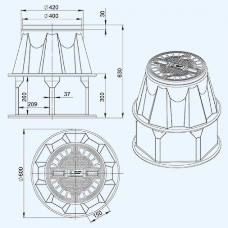 КС-2.2 Полимер Пластиковый кабельный колодец связи КС-2.2 Полимер Пластиковый кабельный колодец связи