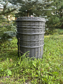 Кашпо цилиндр из искусственного ротанга серебряный дуб 24 литра