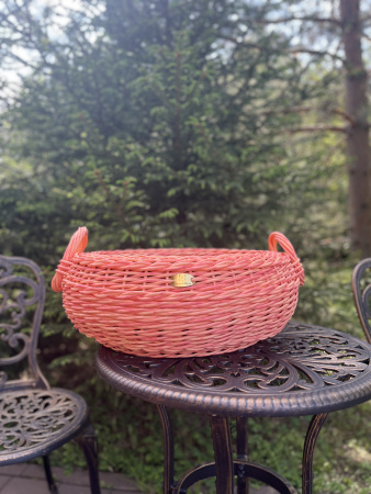 Кашпо из искусственного ротанга розовая пастель 22 литра