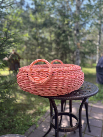 Кашпо из искусственного ротанга розовая пастель 22 литра