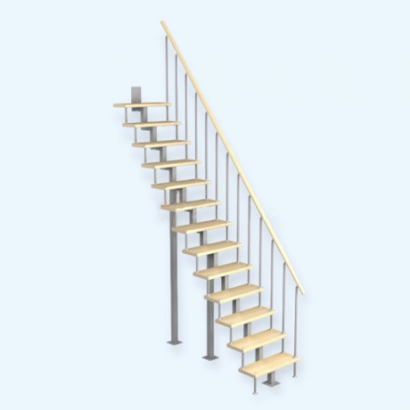 Линия-Квадро Лесенка Модульная малогабаритная лестница прямой марш h 2925-3150