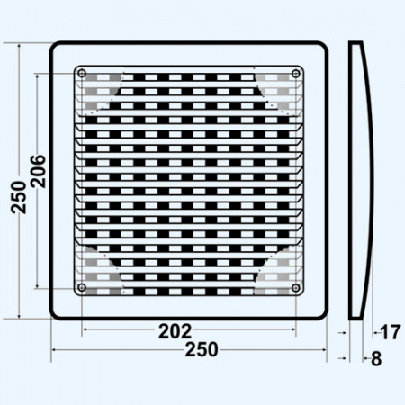 2525РРПН Решетка вентиляционная РРПН разъемная регулируемая 250х250 ASA ERA STREETLINE