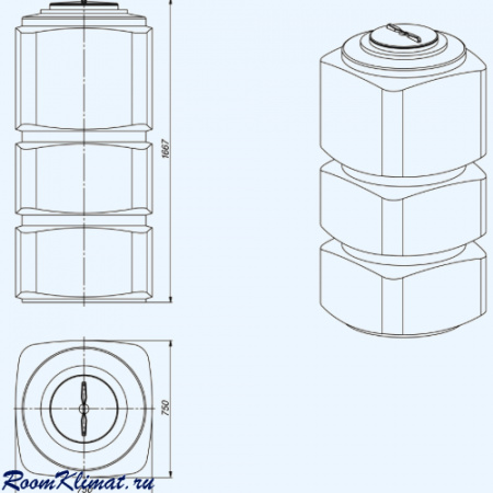 Полимер F 750 Пластиковый бак емкость для воды