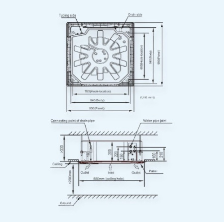 GCKA-1200Fi 4T General Climate Фанкойл кассетный (9.30, с модулем NIM)