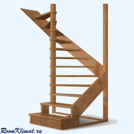 ЛЕС 01 универсальная Лесенка (поворот 180 градусов) Деревянная межэтажная лестница
