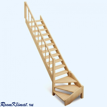 ЛЕС 07 универсальная Лесенка (поворот 90 градусов) Деревянная межэтажная лестница