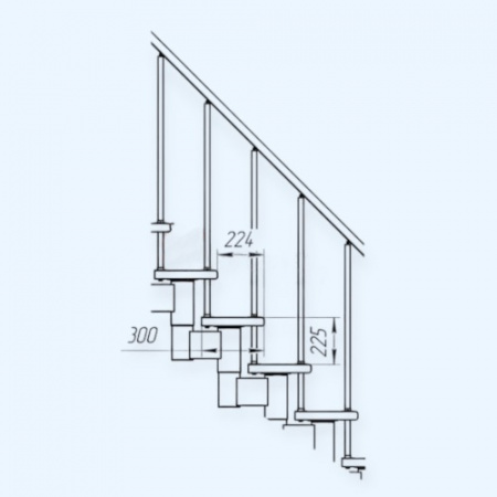 Фаворит 1/7 (h 2475-2585) Лесенка Модульная лестница поворот на 90С