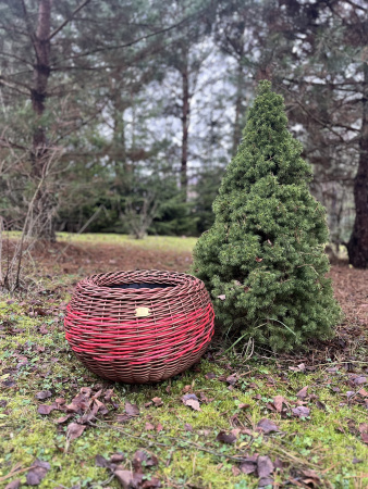 Кашпо из искусственного ротанга двухцветное бургунди 16л