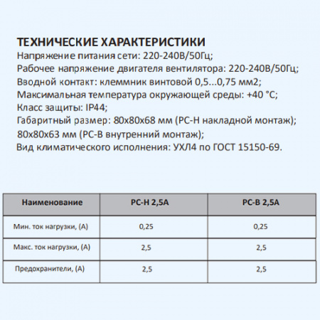 РС-В 2,5А ERA Регулятор скорости PC встраиваемый 2,5А РС-В 2,5А ERA Регулятор скорости PC встраиваемый 2,5А
