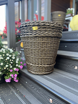 Кашпо конус из искусственного ротанга бронзовый орех (1) 30 литров