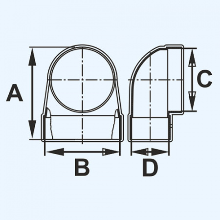 612СК10КП ERA Переходник СККП D100 90° 60х120 пластик