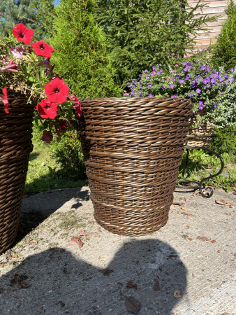 Кашпо конус из искусственного ротанга бронзовый орех 30 литров