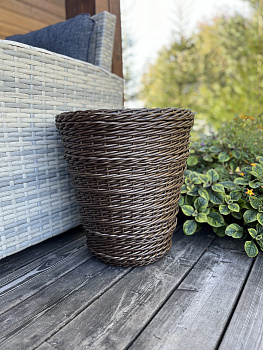 Кашпо конус из искусственного ротанга бронзовый орех 30 литров