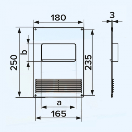 612ПТВР ERA Площадка торцевая ПТВР фланец 60х120 вертикальная решетка 180х250 пластик