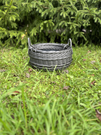 Кашпо цветочная корзина из искусственного ротанга серебряный дуб 9 литров