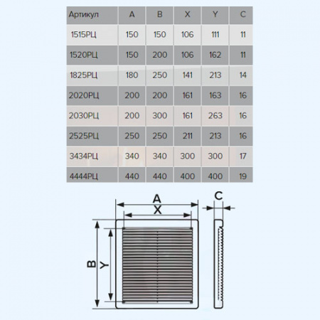 1520РЦ Ivory ERA Решетка вентиляционная РЦ сетка 150х200 пластик