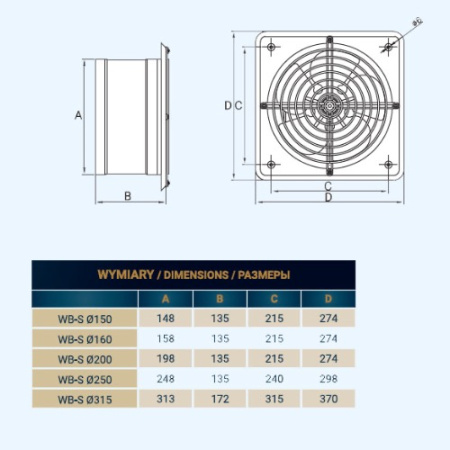 WB-S 150 черный Dospel Осевой вентилятор
