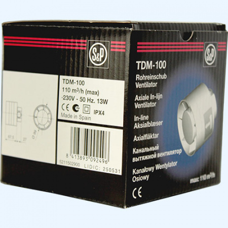 TDM 100 Soler&Palau Вентилятор бытовой канальный
