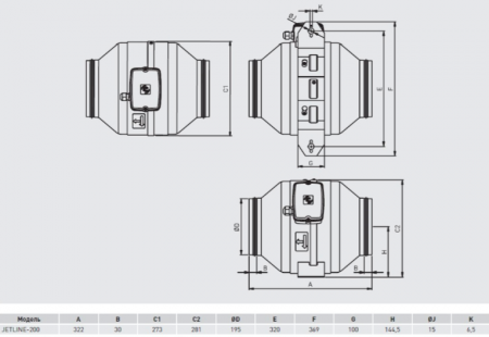 Jetline 200 Soler&Palau канальный вентилятор