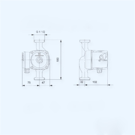 UPS 25-40 EU с гайками Grundfos Насос циркуляционный