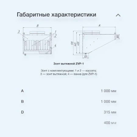 ZVP-1-1-1000*1000-400-100/315-1-оц.-0.9-н-с/ф-L Неватом Зонт