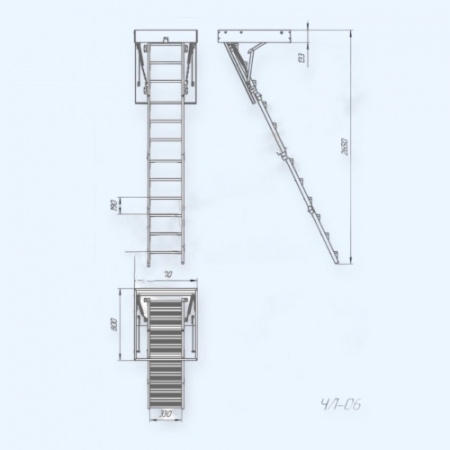 ЧЛ-06 700х800 Лесенка Комбинированная чердачная лестница встраиваемая в потолок